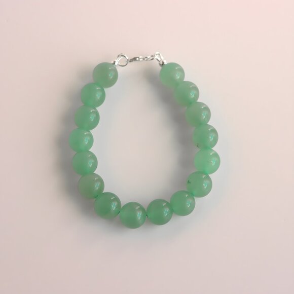 Genuine Jade and Sterling Silver Bracelet with 925 Sterling Silver - Picture 2 of 6